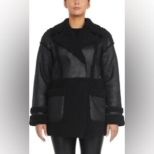 Badgley Mischka Raymonde Mixed Media Faux Shearling Coat